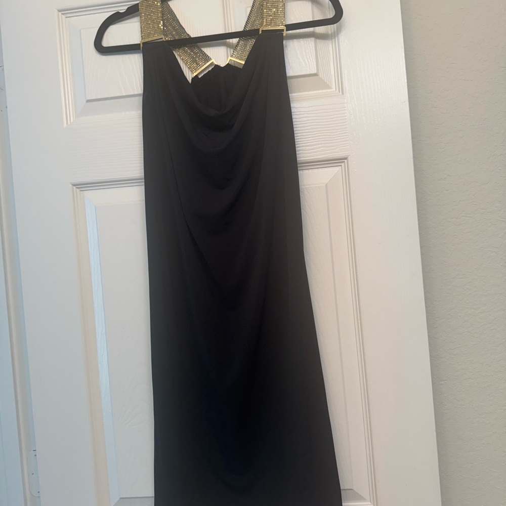 MICHAEL Michael Kors Black Sheath Halter Dress